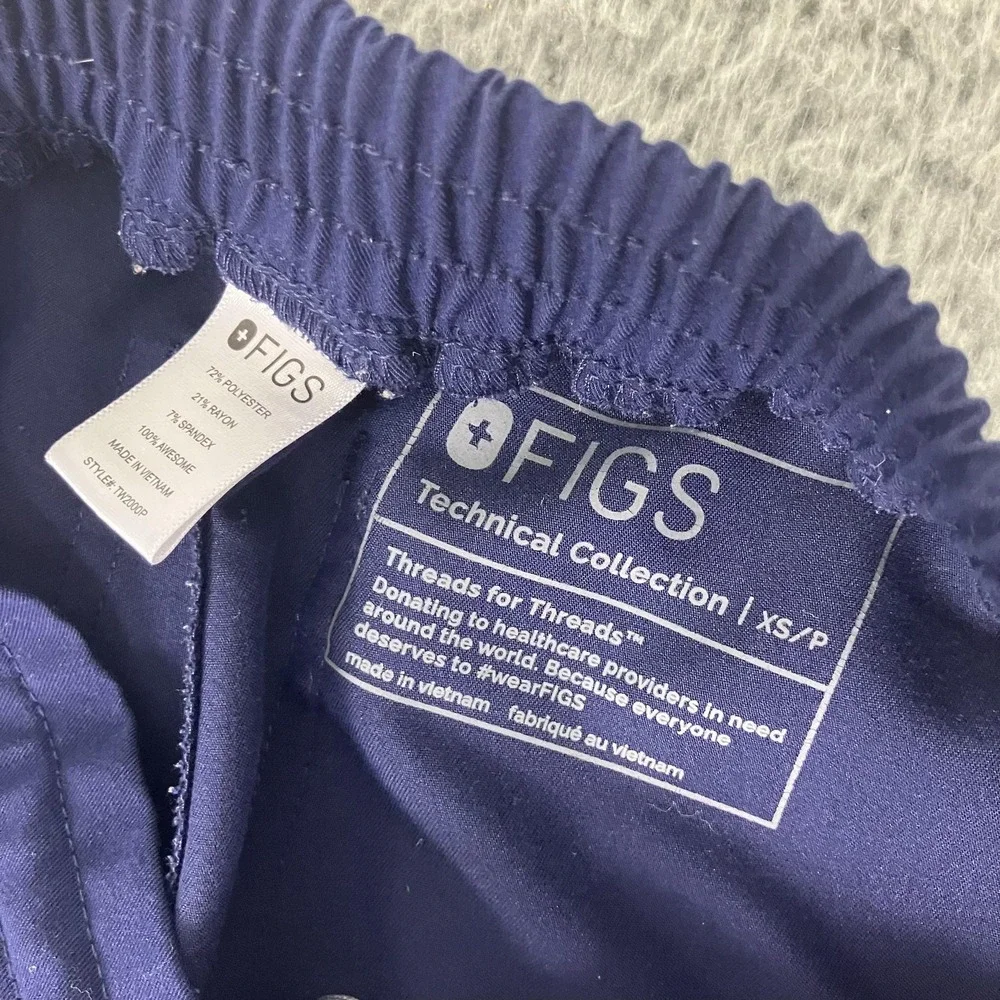 FIGS Scrub Pants Womens XS Blue Technical Collection Cargo Slim Stretch
